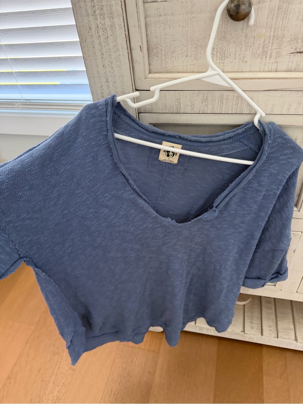 Free People Blue Women’s Slub V-Neck Top